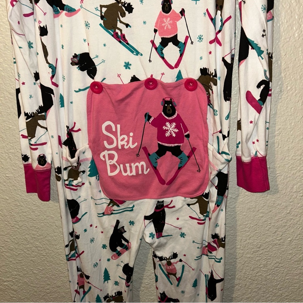 Women's Holiday Print Ski Pajama Onesie - Picture 3 of 3